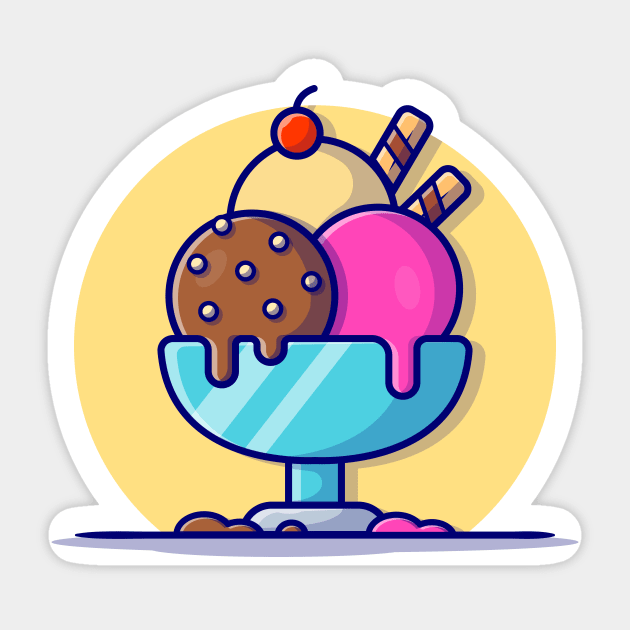 Ice Cream Scoop Cartoon Vector Icon Illustration (3) Sticker by Catalyst Labs